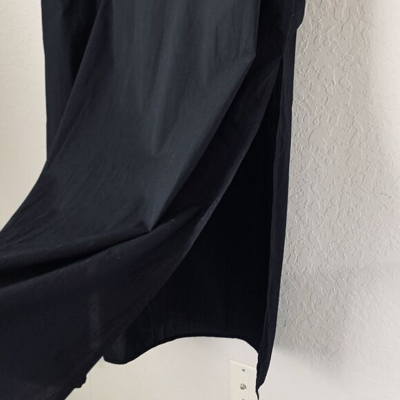 J Crew Maxi Shirtdress L Black Cotton Poplin Tunic Popover Long Sleeve Bungalow - Picture 5 of 13